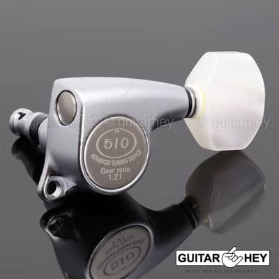 NEW Gotoh SGL510Z-P7 L3+R3 Tuners Set 1:21 Gear Ratio PEARL 3x3 - CHROME SATIN image 2