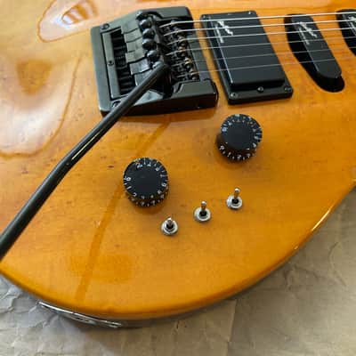 Hohner SG Lion 1987 Made in Korea Flamed Birdseye Maple top HSS Electric Guitar in Very Good Condition with PRS Gigbag image 5