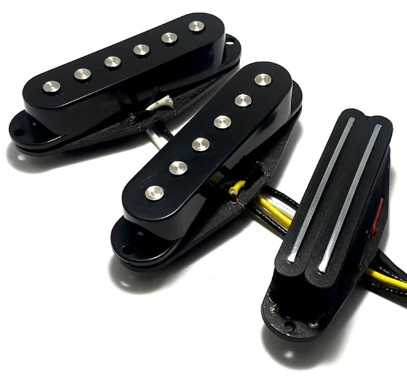 Duo Noiseless Bridge Middle & Neck Pickup Set, Duo Rail Strat Sized Humbucker + Mod Noiseless Strat Pickups image 1