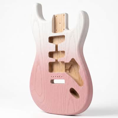 Stratocaster Guitar Body, white pink Stained Ash Body, Right & Left Handed, HHH HSS SSS Pickup Routing, Custom Strat Replacement Body image 4