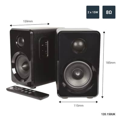 AV Link ABS35 Bluetooth Bookshelf Speakers, Black image 2