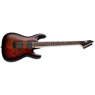 ESP LTD MH-200HT/QM Guitar - Dark Brown Sunburst image 4