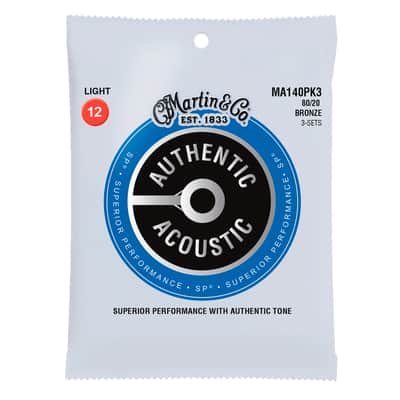 MA140PK3 AUTHENTIC SP 80/20 Bronze Light Pack de 3 10/56 Martin Strings image 2