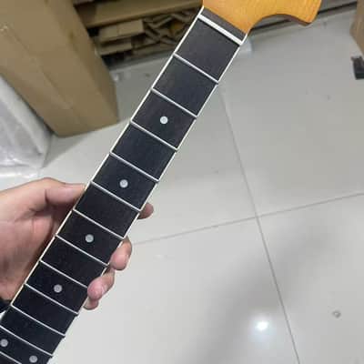 1 Large headstock 24 inch 22 frets Roasted Maple guitar neck 24inch hole 10mm Satin for JAGUAR body Rosewood fingerboard image 1