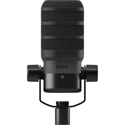 Rode PodMic Cardioid Dynamic Broadcast Microphone with WS14 PodMic Pop Filter - Black image 2
