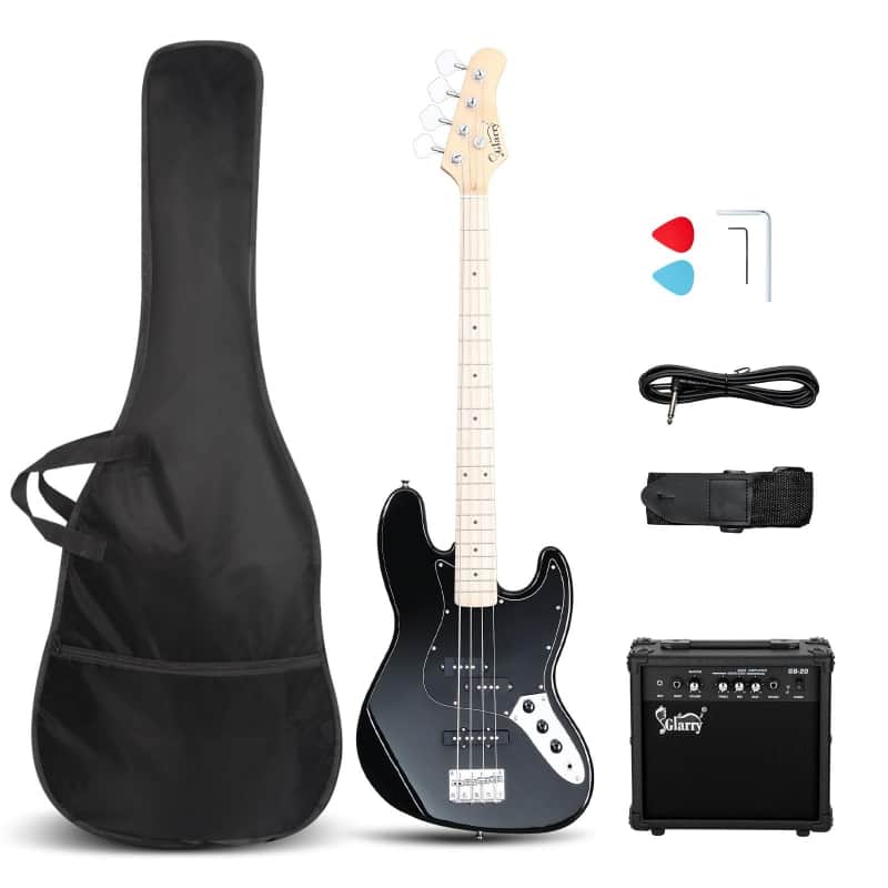 Glarry GJazz Electric Bass Guitar w/20W Amplifier - Black image 1