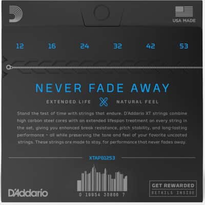 D'Addario XTAPB1253 XT Phosphor Bronze Acoustic Guitar Strings, Light, 12-53 image 2