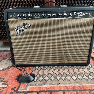 Vintage 1965 Fender USA Deluxe Reverb '60s Blackface Combo Tube Electric Guitar Amp 1960s image 25