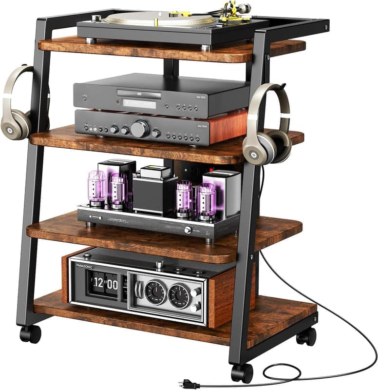 Mobile Studio Stand with Outlets and 4 Rolling Caster Wheels image 1
