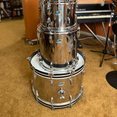 Ludwig 1970s Stainless Steel Drum Kit 24" 16" 13" 12" Big Beat shell pack image 4