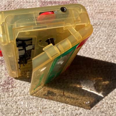 Yellowed Centurion E305C variable speed cassette walkman device *Serviced* that plays "tapes" and has a volume wheel image 3
