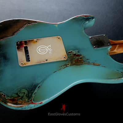 Fender Stratocaster 60th  Anniversary Daphne Blue Heavy Aged Relic by East Gloves Customs image 10