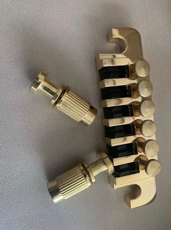 Guitar Vintage TP-6 70's Tailpiece Bridge in Gold image 1