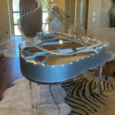 Stunning transparent / white/ acrylic Crystal Grand Piano image 5