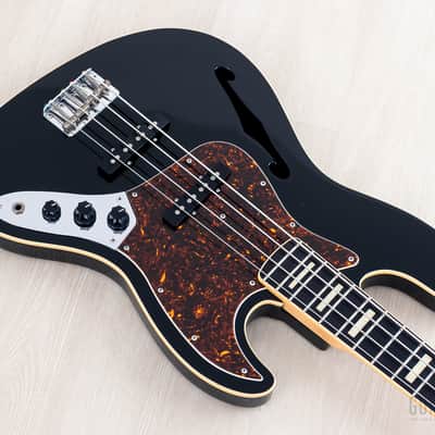 2012 Fender Jazz Bass JB/HO Semi-Hollow Mahogany Body Black, Blocks & Binding, Japan MIJ image 9
