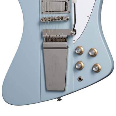Epiphone  "Inspired by Gibson Custom Shop" 1963 Firebird V Guitar w/ Gibson USA Pickups Maestro Vibrola and Hard Case - Frost Blue image 5
