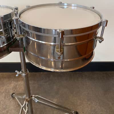 Latin Percussion LP255-S Tito Puente Signature 12/13" Stainless Steel Timbales with Stand - Steel/Chrome image 4