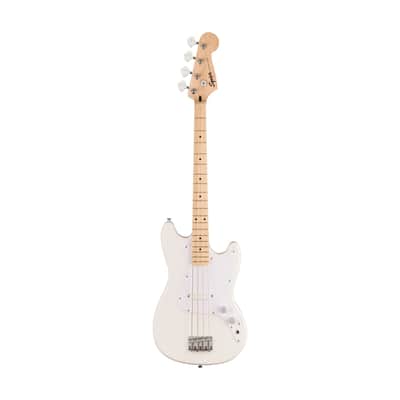 Squier Sonic Bronco Bass Guitar w/White Pickguard, Maple FB, Arctic White image 1