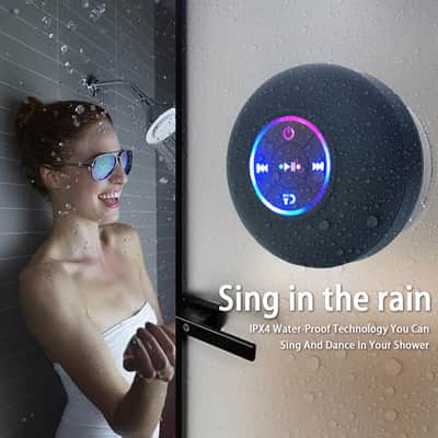 Portable Bluetooth Speaker IPX4 Waterproof Mini Speaker with LED Lights and Suction Cup image 2