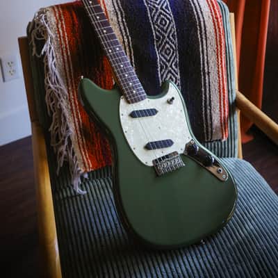 Fender Player Mustang in RARE Olive Green with Upgraded USA Neck image 1