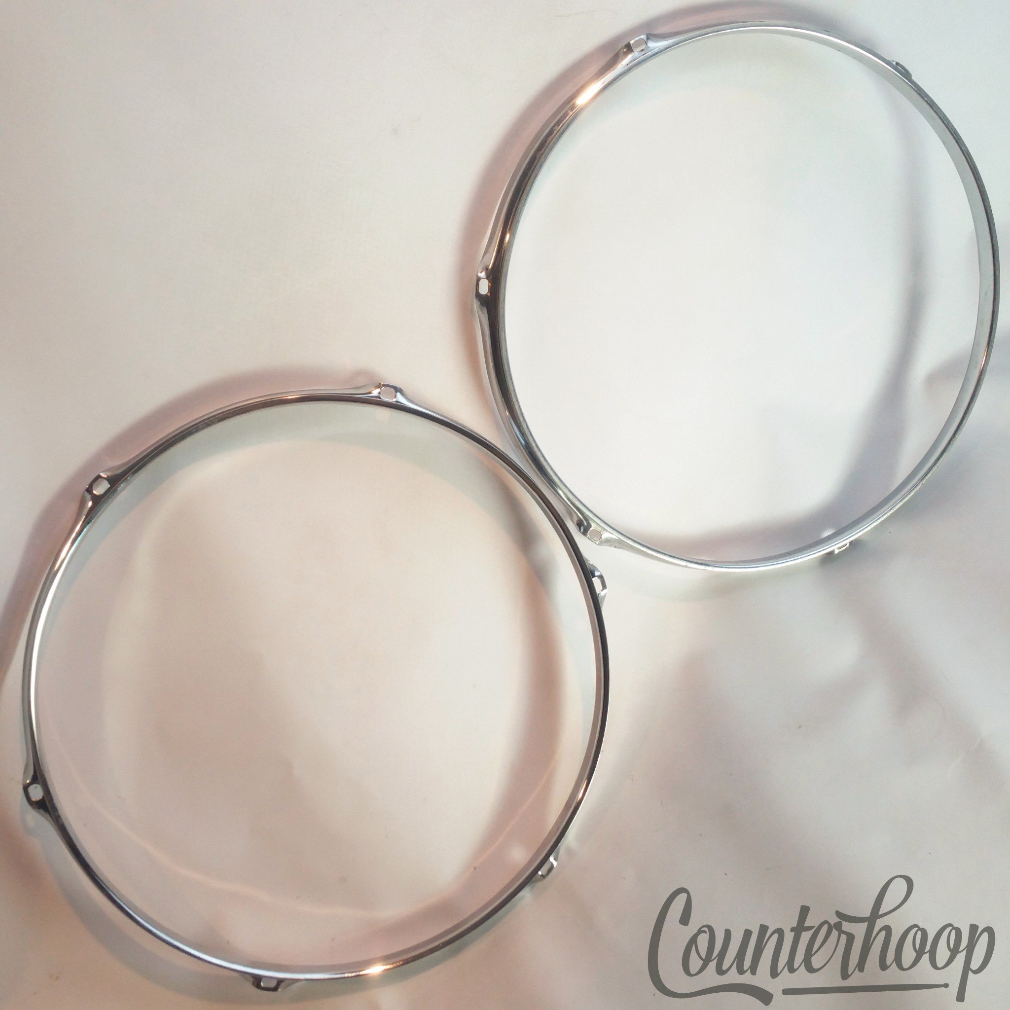 Ludwig 2x 13" Tom Drum Rims/Hoops 6-Hole Batter Triple Flange Chrome Vintage 60s — main photograph