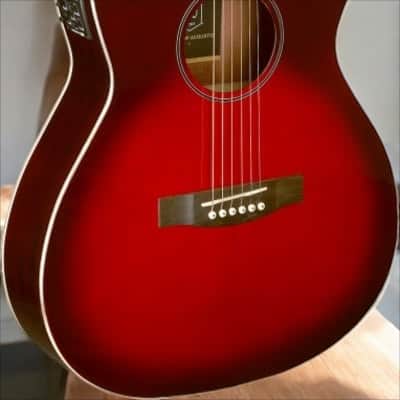 JN Guitars BES-ACE TRB Bessie Series Acoustic-Electric Auditorium, Solid Spruce Top, Red Burst image 11