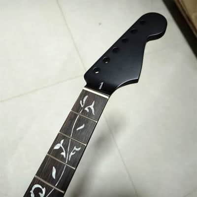 Matte Black Guitar Strat Style Maple Neck, Rosewood 22 Frets Fingerboard, Tree of Life Inlay image 6