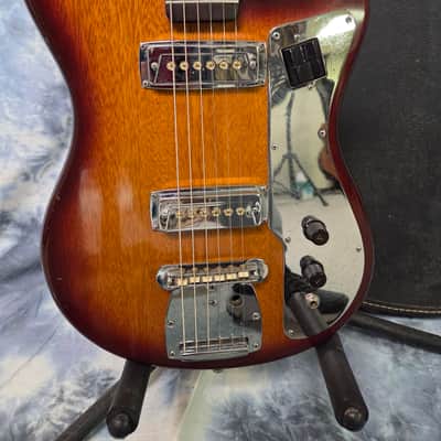 Vintage RARE 1964 Palmer by Kawai Japan Solid Body Twin Gold Foil Guitar Mirror'd Pickguard New Strings Pro Setup Original Soft Shell Case image 2