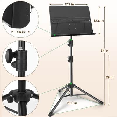 Music Stand, Folding Music Stand Portable Music Stand For Sheet Music 2 Foldable Music Stand Sheet Music Stand With Carrying Bag Matte Frosted Metal Material Sturdy Height Adjustable image 2