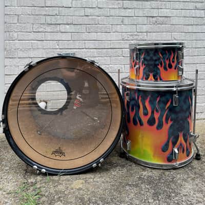 Vintage Pearl Fire Flame / Flaming Hot Cool Ranch Dorito Drums of Fury 3 piece drum set kit shell pack 22/12/16 image 3