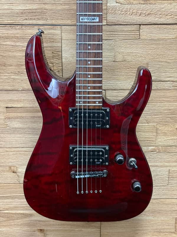 LTD ESP MH-100 QMNT Electric Guitar -2008 -Hardtail- See Thru Black Cherry - 7lbs even image 1