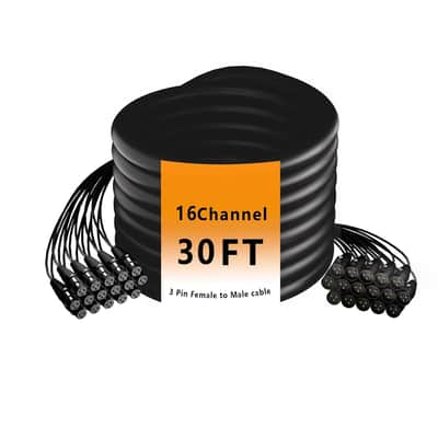 16 Channel XLR Cables 30 Feet Male to Female Snake Cable with Digital Label and Braided Core Wire Microphone Audio Cable for Stage and Recording Studio image 1