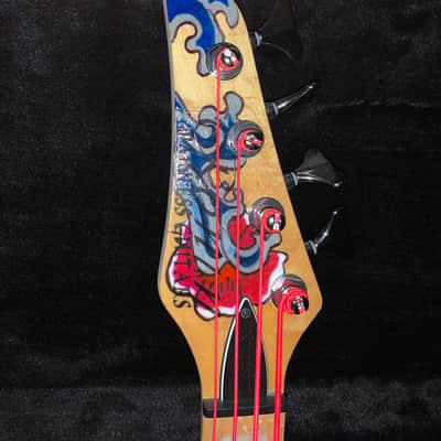 Left handed Carvin Custom Bass Natural w/ custom Dragon Artwork image 3
