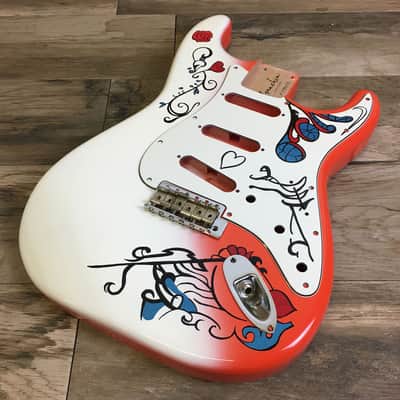 Made to Order - FRANCHIN Mercury guitar body and pickguard Jimi Hendrix MONTEREY REPLICA White and Red 100% Nitro Lacquer Alder Stratocaster-Strat-S-Style Made in Italy image 6
