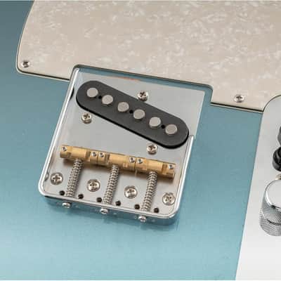 54mm(2-1/8 inch) Vintage Full Solid Aluminum Plate Guitar Telecaster Bridge with Compensated Brass 3-Saddle for Tele Style Electric Guitar Replacement, Chrome image 5