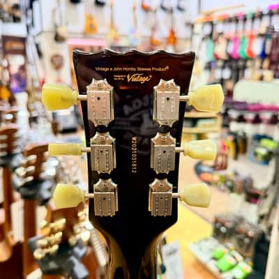🔥MINT🔥 Vintage V100T BK ReIssued Series Electric Guitar~ Flamed Thru Black LP! image 13