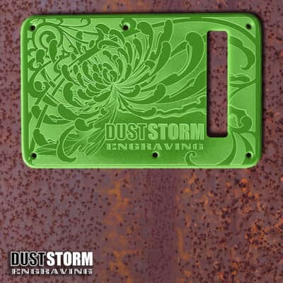 Black Sparkle XGP Stratocaster Style Laser Engraved Guitar Body with Solid Slimer Green Acrylic Pickguard and Tremolo Cover HSH, HSS, SSS Setups Available image 4