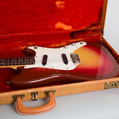 Fender  Duo-Sonic Solid Body Electric Guitar (1963), ser. #83001, original brown hard shell case. image 13
