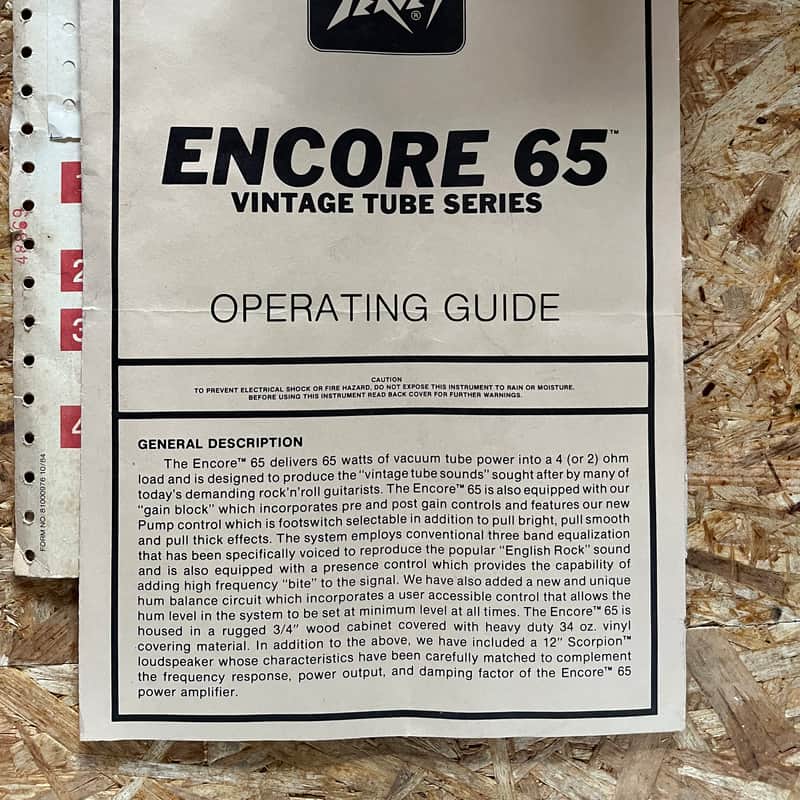 1980 s Peavey Encore hand book Paper