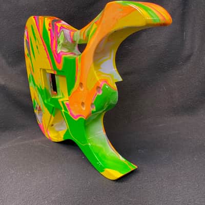 Neon multicolor swirled alder 6 string Jem style guitar body, LEFTY, HxH, AANJ, rear route- RB215 image 5
