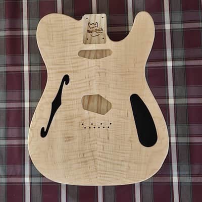 Woodtech Routing - Swamp Ash/Flame Maple Telecaster Thinline Body - Unfinished image 1