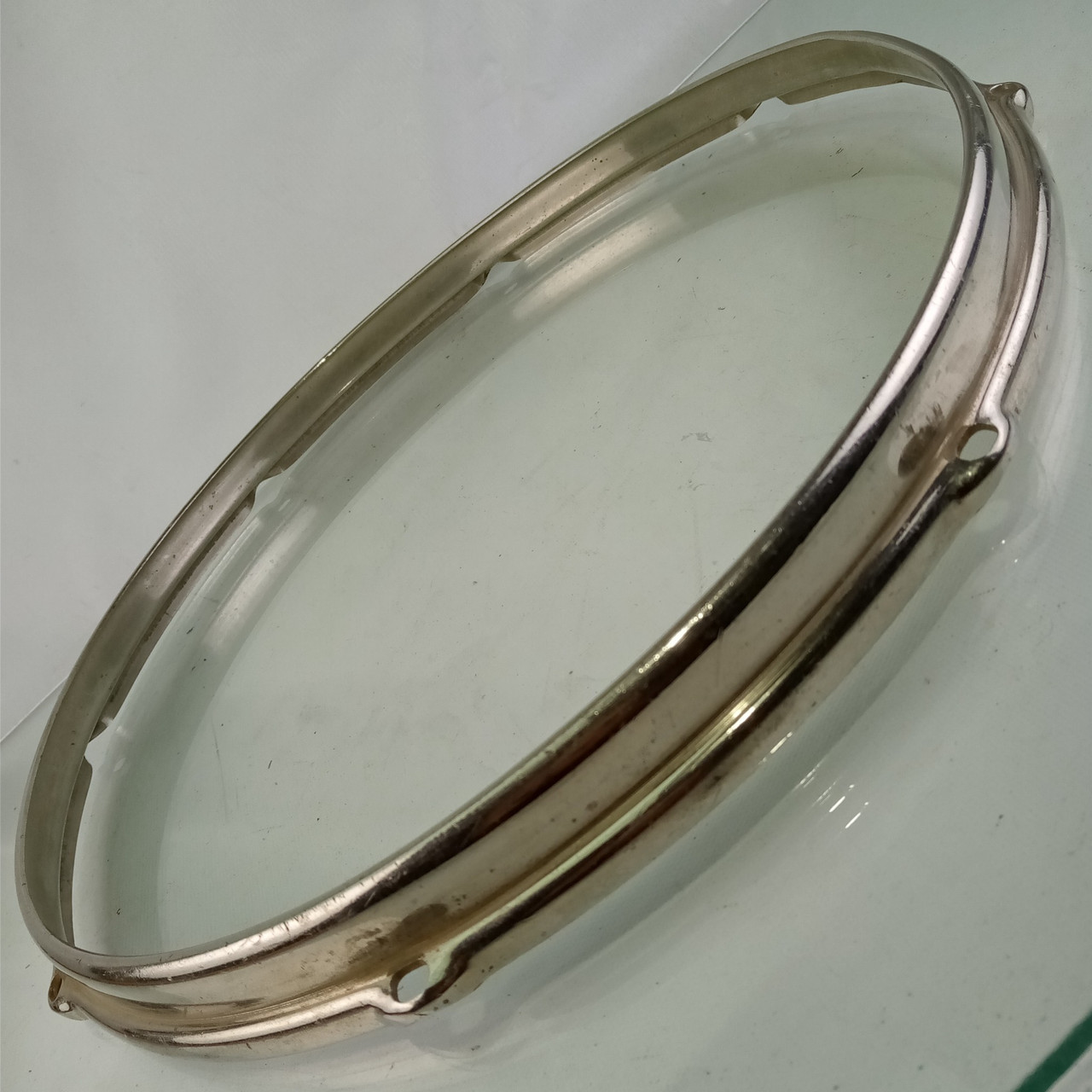 Slingerland 14" 8-Lug Nickel-BRASS Stick-Saver Snare Drum/Floor Tom NOB Rim/Hoop — main photograph