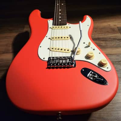 USA MADE Custom Fender Lic. Stratocaster Satin Fiesta Red w/Indian Rosewood, Fender Tex-Mex Pickups image 1