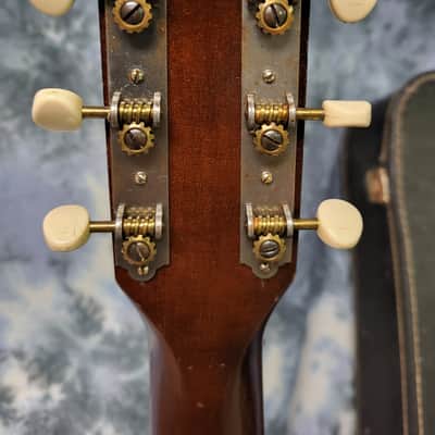 Vintage 1963 Regal by Harmony Stella 3/4 Size Parlor Guitar Faux Tiger Stripe Neck Reset Pro Setup New Strings Original Soft Shell Case image 10