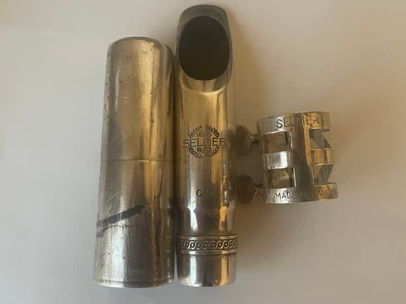 Vintage Selmer C** Long Shank Metal Alto Saxophone Mouthpiece with Selmer Ligature and Cap image 1