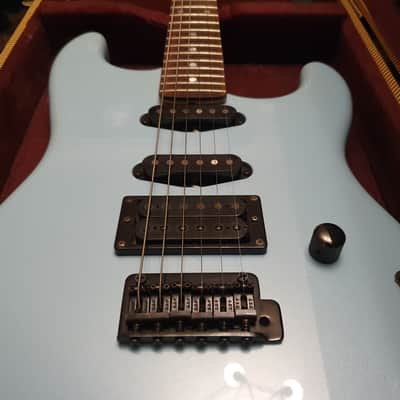 RARE Vintage ESP M-I 1988 Ice Blue Banana Hockey Stick Kramer Van Halen Headstock MIJ Super Strat image 4