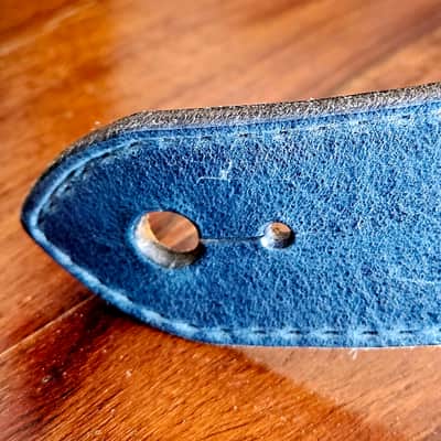 "Arthur" - Handmade Lyvenden distressed leather guitar strap - Ocean Blue image 3
