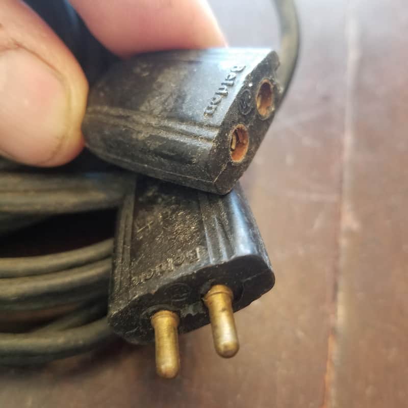 Belden Bell & Howell 2-pin 25' power cable electric cord extension stubby rare 1950s image 1