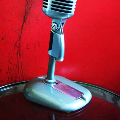 Vintage 1960's Shure 55S dynamic cardioid microphone w Atlas DS-10 desk stand 55 55SW 556S prop display image 12