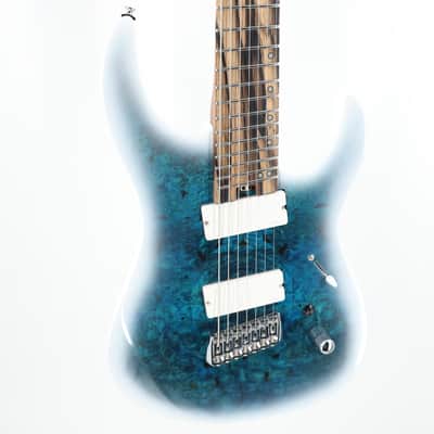 Legator Ninja N7FOD 7-String Multiscale Guitar w/ Fishman Pickups - Gloss Buckeye Arctic Blue image 2